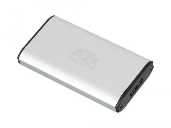 Внешний контейнер для HDD mSATA AgeStar 3UBMS1 USB3.0 пластик/алюминий серебристый