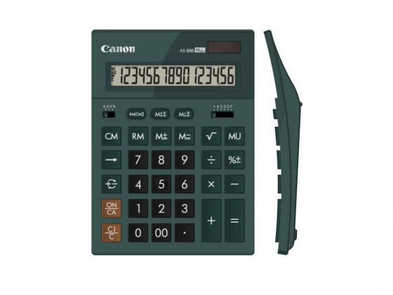 Калькулятор Canon AS-888-GR 16 разрядов двойное питание зеленый