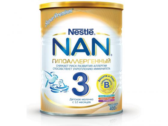Заменитель Nestle NAN 3 SuperPremium Гипоаллергенный  с 12мес 400 гр.