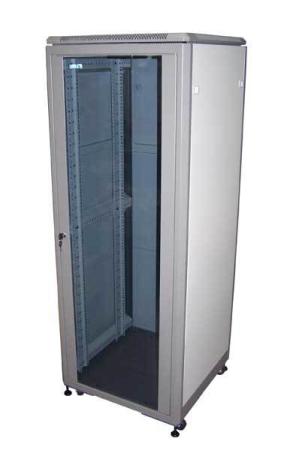 Шкаф напольный 42U Lanmaster TWT-CBE-42U-6X8 600x800mm дверь стекло серый