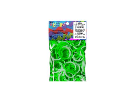 Резинки для плетения Rainbow Loom Силикон Зелеленый/Белый 0588 300 шт
