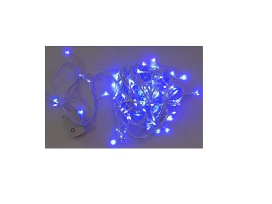 Гирлянда эл. 100 LED, синее свечение, белый провод, 8 реж. Новогодняя сказка 971607