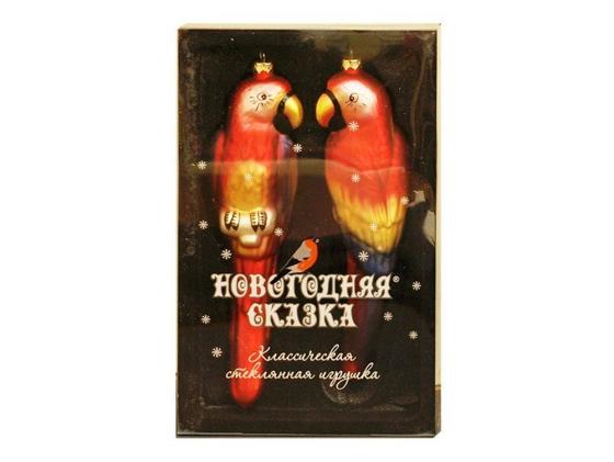 Елочные украшения Новогодняя сказка Попугай 19 см 2 шт стекло 97714