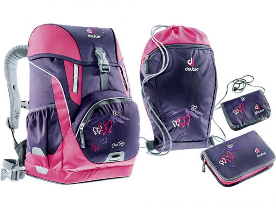 Школьный рюкзак ортопедический Deuter OneTwo + сумка для сменной обуви, пенал и кошелек 20 л фиолетовый 3830015-3029/SET2