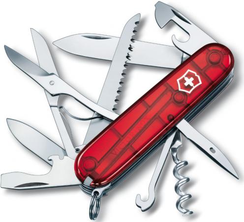 Нож перочинный Victorinox Huntsman 1.3713.T 91мм 15 функций полупрозрачный красный