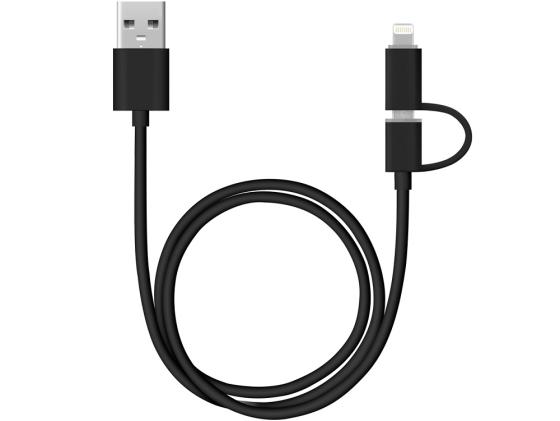 

Кабель Deppa 2 в 1 для Apple USB-8-pin\\micro USB 1.2м черный 72204