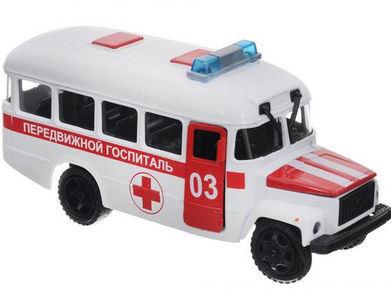 Автобус Технопарк Передвижной госпиталь КАВЗ инерционный со светом и звуком 1 шт белый СТ10-069-2