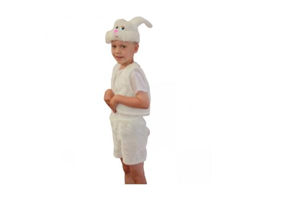 Карнавальный костюм КАРНАВАЛиЯ Зайчик белый (плюш) 128 см до 7 лет 89065
