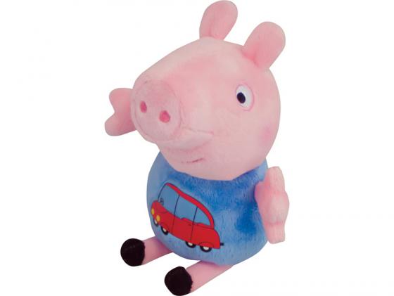 Мягкая игрушка свинка Peppa Pig Джордж с машинкой 18 см розовый текстиль 29620