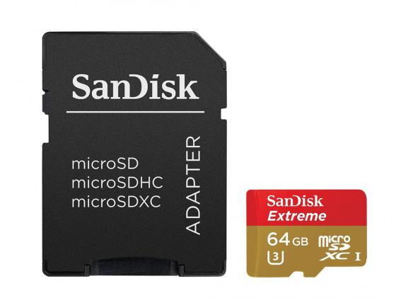 Карта памяти Micro SDXC 64Gb Class 10 Sandisk SDSQXNE-064G-GN6MA + адаптер