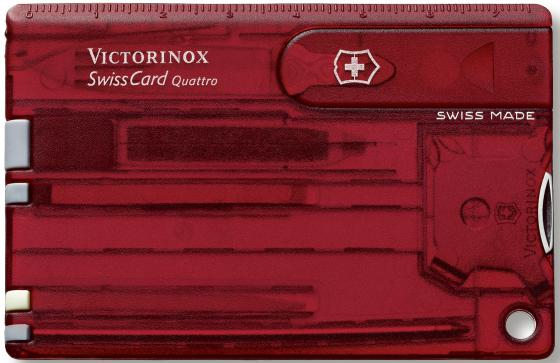 Швейцарская карта Victorinox SwissCard Quattro Ruby 0.7200.T 14 функций полупрозрачный красный