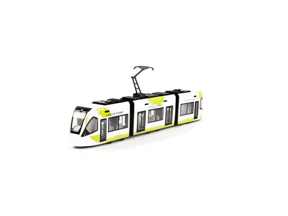 Трамвай Пламенный мотор Городской 1:43, открывающиеся двери 1 шт белый 870172