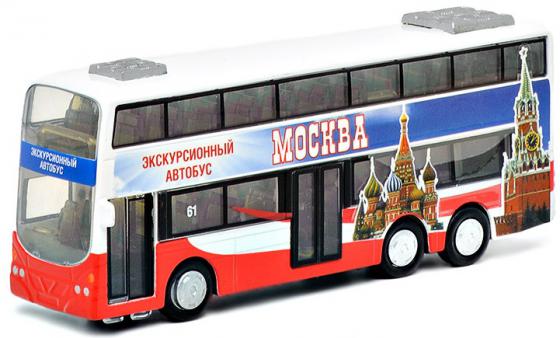 Автобус Технопарк Экскурсионный двухэтажный "Москва" металлический инерционный (со светом и звуком) CT10-054-2