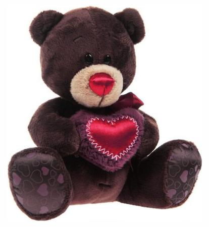 Мягкая игрушка медведь Orange Choco с сердцем 25 см коричневый искусственный мех текстиль C003/25
