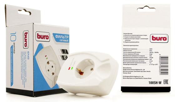 Сетевой фильтр BURO 100SH-W 1 розетка белый