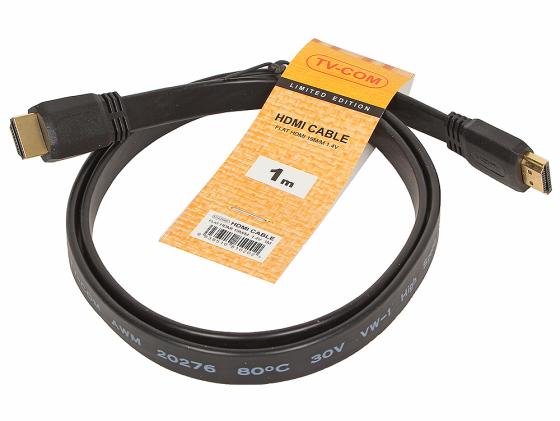 Кабель HDMI 1м VCOM Telecom CG200F-1M плоский черный кабель hdmi 1м perfeo h1301 плоский черный