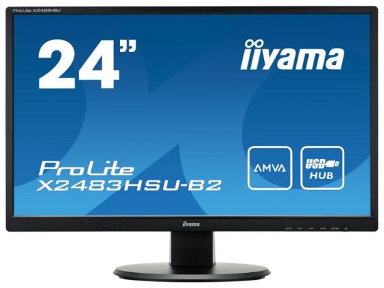 Монитор 24" iiYama X2483HSU-2/B2 черный A-MVA 1920x1080 250 cd/m^2 4 ms VGA DVI HDMI Аудио USB