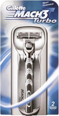 

Бритвенный станок Gillette Mach3 Turbo мужской хром/белый с двумя дополнительными кассетами 81428407