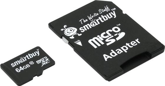 Карта памяти Micro SDXC 64GB Class 10 SmartBuy SB64GBSDCL10-01 + SD адаптер