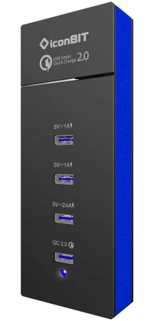 Сетевое зарядное устройство IconBIT FTB4U6QC 2.4А 4 x USB черный