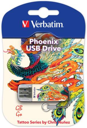 

Флешка USB 32Gb Verbatim Mini Tattoo Phoenix 49898 USB2.0 белый с узором