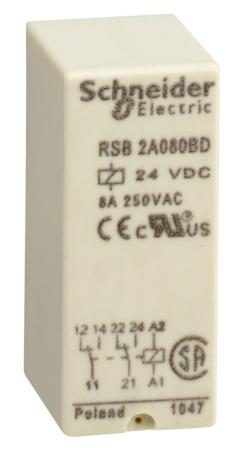 Реле интерфейсное Schneider Electric 24В 2 перекидных контакта RSB2A080BD