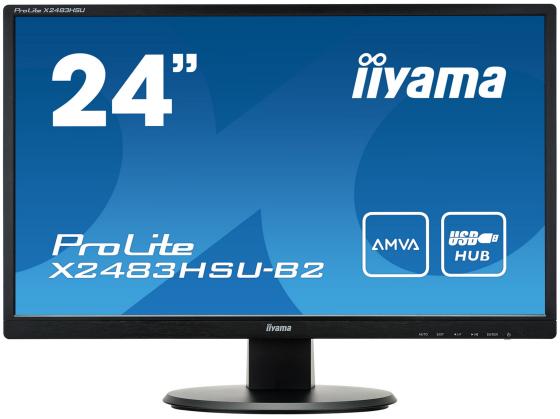 Монитор 23.8" iiYama X2483HSU-B2 черный A-MVA 1920x1080 250 cd/m^2 4 ms DVI HDMI VGA Аудио USB