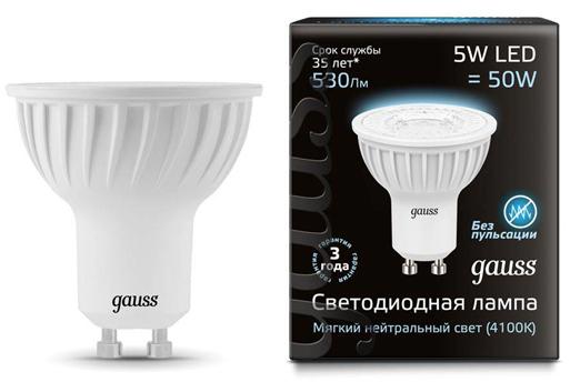 

Лампа светодиодная полусфера Gauss GU10 5W 4100K 101506205