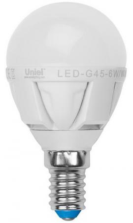 Лампа светодиодная шар Uniel Palazzo E14 6W 3000K LED-G45-6W/WW/E14/FR ALP01WH