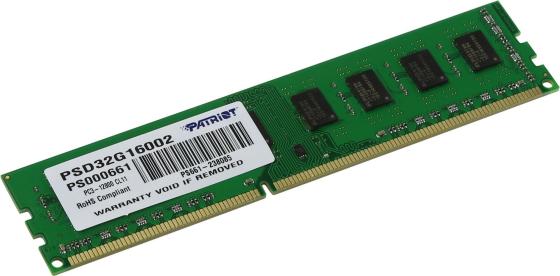 Оперативная память 2Gb (1x2Gb) PC3-12800 1600MHz DDR3 DIMM CL11 Patriot PSD32G16002