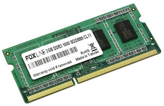 Оперативная память для ноутбуков SO-DDR3 2Gb PC12800 1600MHz Foxline FL1600D3S11SL-2GS