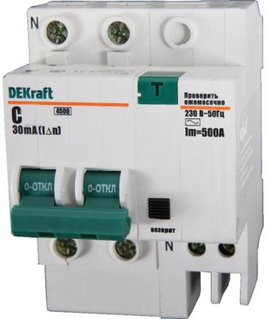 Выключатель дифференциального тока DeKraft 2П 25A 30мА AC 15005DEK