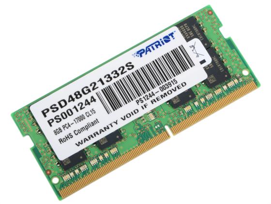 Оперативная память для ноутбука 8Gb (1x8Gb) PC3-17000 2133MHz DDR4 SO-DIMM CL15 Patriot PSD48G21332S