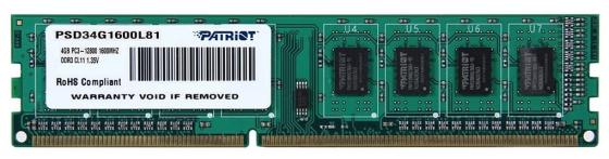 Оперативная память 4Gb (1x4Gb) PC3-12800 1600MHz DDR3L DIMM CL11 Patriot PSD34G1600L81
