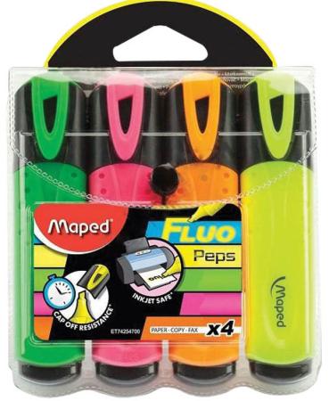 

Набор текстмаркеров Maped Fluo Pep's Classic 1 мм 4 шт разноцветный 742547 742547
