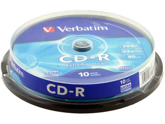 Диски CD-R 700Mb 52x CakeBox 10шт Verbatim 43437