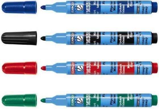 Набор маркеров Stanger FM335 3 мм 4 шт синий зеленый черный красный 713004 713004