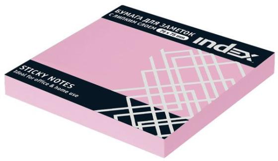 Набор стикеров с липким слоем Index 100 листов 76x76 мм светло-розовый 92312576/I433804
