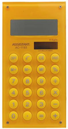 Калькулятор карманный Assistant AC-1193Yellow 8-разрядный  AC-1193Yellow