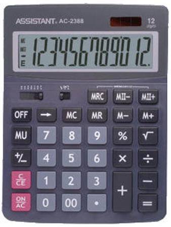 Калькулятор 12-разр., дв. питание, дв. память, черный пластик, большой дисплей, разм.206х155х35 мм AC-2388