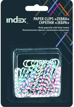 Скрепки Index "Зебра" 50 шт 28 мм разноцветный IPC2028ZEB
