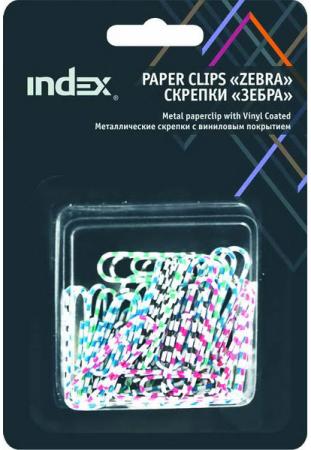 Скрепки Index "Зебра" 30 шт 50 мм разноцветный IPC2050ZEB