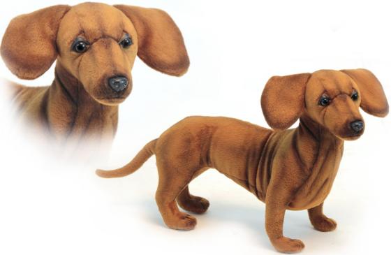 Мягкая игрушка собака Hansa Такса стоящая 42 см коричневый искусственный мех синтепон 6420