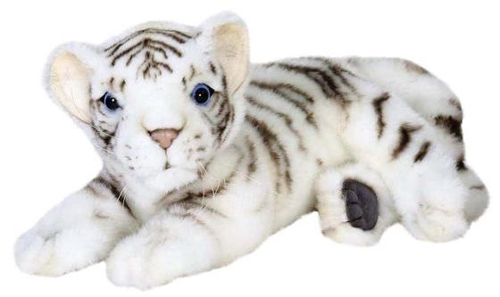 Мягкая игрушка тигр Hansa Тигренок лежащий 26 см белый искусственный мех 5337
