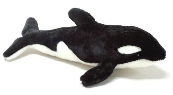Мягкая игрушка косатка Hansa Косатка 40 см белый черный искусственный мех синтепон пластик 5032