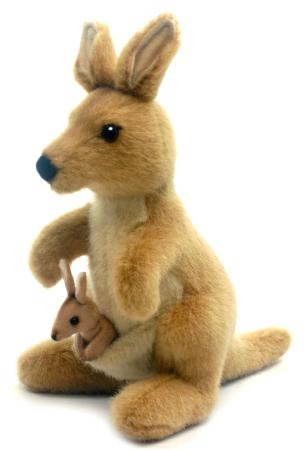 Мягкая игрушка кенгуру Hansa Кенгуру 20 см коричневый искусственный мех синтепон 3424