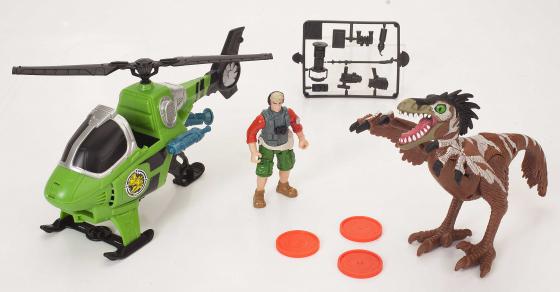 Игровой набор CHAP MEI Динозавр Ютараптор и охотник на вертолете (стреляет) 520002-2