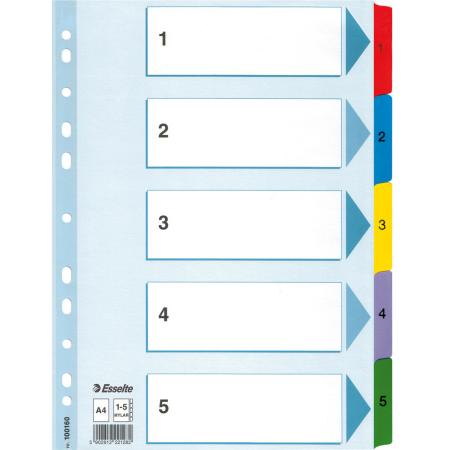 Разделитель Mylar картонный, цветной, А4, цифровой 1 - 5 разделов 100160*