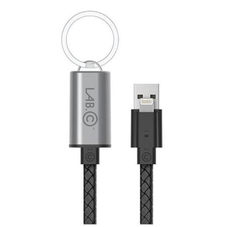Кабель LAB.C USB-Lightning в виде брелока. 0.25м серебристый/черный LABC-504-IS