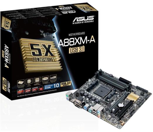 Материнская плата ASUS A88XM-A/USB 3.1 Socket FM2+ AMD A88X 4xDDR3 1xPCI-E 16x 1xPCI 1xPCI-E 1x 6xSATAIII mATX Retail